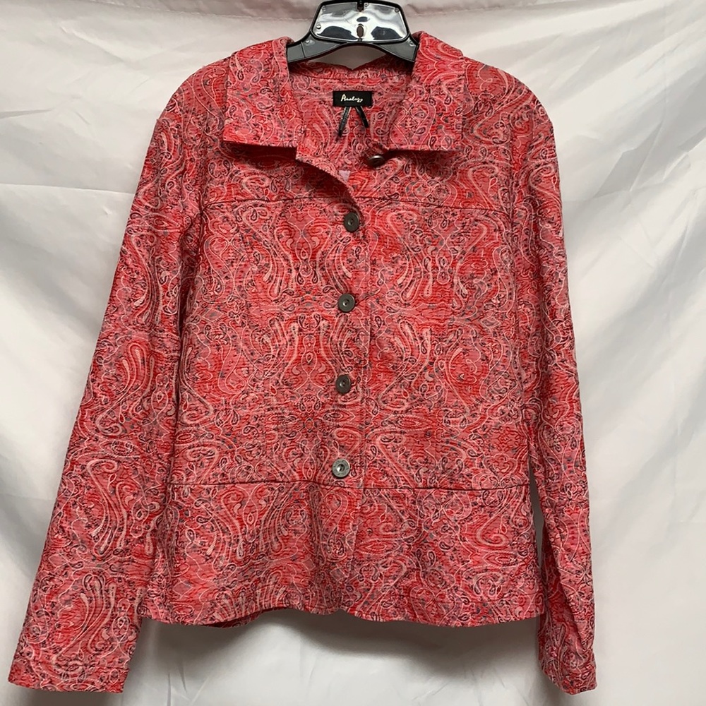 Funky Red Patterned Analogy Blazer Size XL